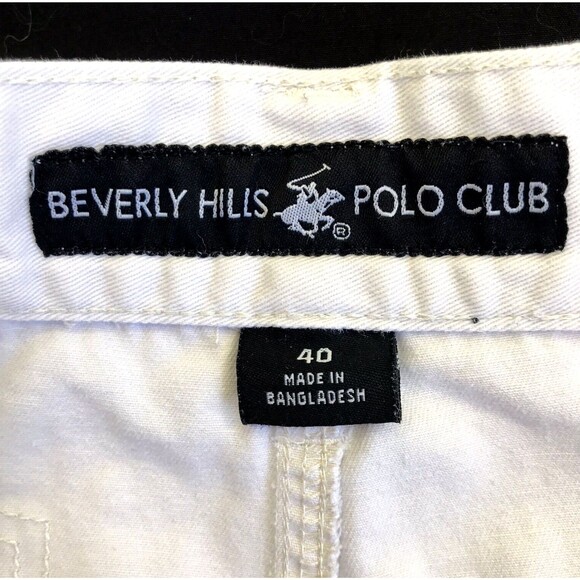 White Cargo Shorts Beverly Hills Polo Club 39 40 Mens Cotton Denim Chino Preppy - Picture 3 of 13